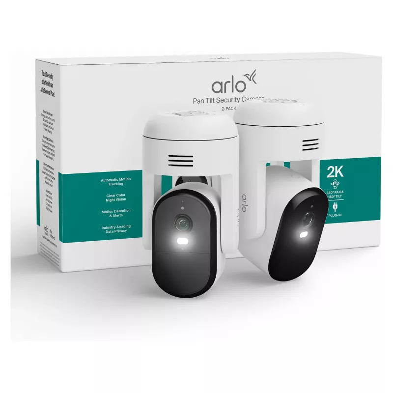 Arlo Essential 3 2K PTZ Κάμερα Παρακολούθησης (Συσκευασία 2 τεμ., Λευκό)