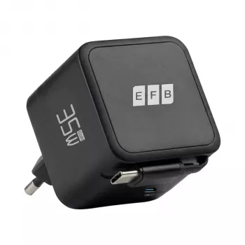 EFB Elektronik G352CE 35W GaN USB-C Φορτιστής Τοίχου με Ανασυρόμενο Καλώδιο 0,7m, PD3.0 & QC3.0, Μαύρος