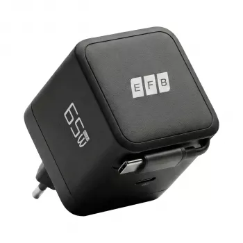 EFB Elektronik G652CE 65W GaN USB-C PD 3.0 Επιτοίχιος φορτιστής με ανασυρόμενο καλώδιο, Μαύρο