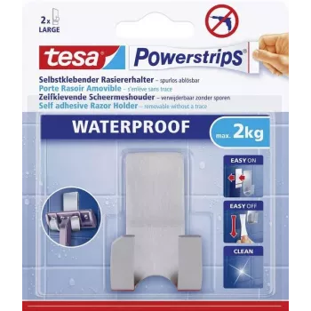 tesa Powerstrips Βάση ξυραφιού WAVE WASSERFEST, ανοξείδωτο ατσάλι, για υγρούς χώρους (ντους/μπάνιο), 1 τεμ.