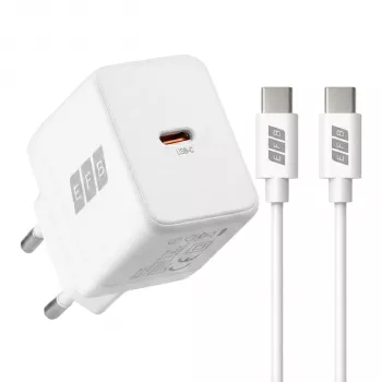 EFB Elektronik G301CE 30W USB-C GaN Σετ φορτιστή με καλώδιο USB-C 2m, Λευκό