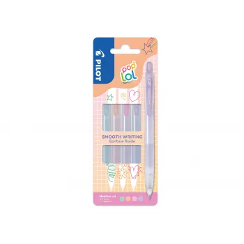 PILOT pop'lol σετ gel στυλό παστέλ 0,4 mm, διάφορα χρώματα, 4 στυλό (BL-PL-7-KUV/P/O/G-S4P)