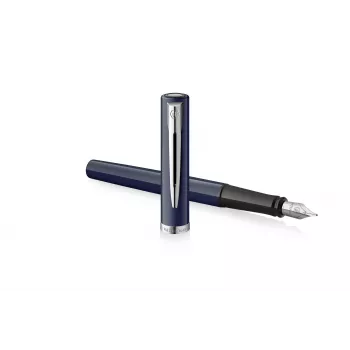 Waterman Impression Στυλό με πένα Λεπτή μύτη Μπλε βερνίκι Δακτύλιοι χρωμίου Κουτί δώρου 2225502