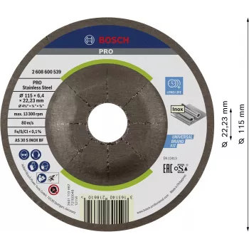 Bosch 2608600539 κυρτός δίσκος λείανσης 115 x 22,23 mm, 1 τεμ.