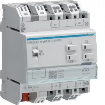 Hager TYAS624D KNX Secure 4 καναλιών ενεργοποιητής περσίδων/ρολών 24V DC
