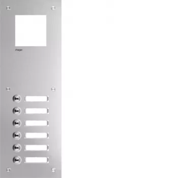 Hager RTQ106X μπροστινή πλάκα θυροτηλεφώνου Mono 6 πλήκτρων λευκή
