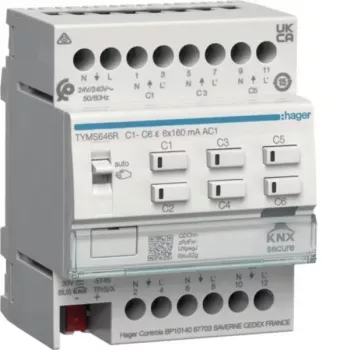 HAGER TYMS646R ενεργοποιητής θέρμανσης 6 απλών KNX Secure με controller