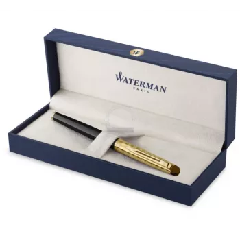 Waterman Hemisphere Rollerball-Στυλό - Λεπτό, Γυαλιστερό Μαύρο με Χρωμιωμένους Δακτυλίους, Κουτί Δώρου 2225136