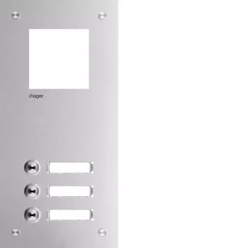 Hager RTQ103X Μπροστινή Πλάκα για Θυροτηλεόραση Mono, 3 Κουμπιά Κλήσης, Ασημί Ανοδιωμένο Αλουμίνιο