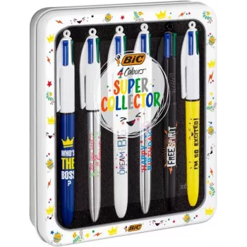 BIC 4 Colours Στυλό διαρκείας συσκευασία 6 τεμ., μπλε θήκη, 4 χρώματα μελάνης (Μπλε, Κόκκινο, Πράσινο, Μαύρο), 1,0 mm μεσαία μύτη 9926071