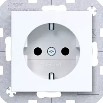 HAGER WAS1400WG Πρίζα Schuko, χωνευτή, ακροδέκτες βιδωτοί με ανύψωση, 16 A, 250 V, Λευκό
