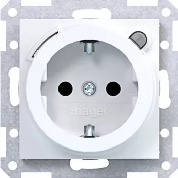 HAGER WAS1261WG Πρίζα SCHUKO με ρελέ διαφυγής, Type A, 16 A, 30 mA, Λευκό πολικό