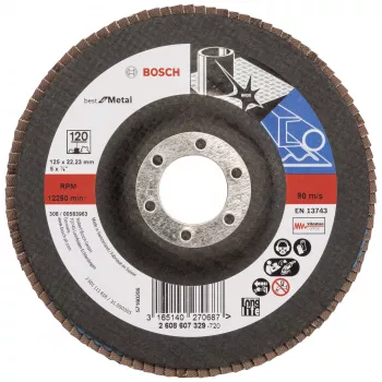 BOSCH X-LOCK δίσκος λείανσης με πτερύγια 125 mm P120 ζιρκονίου κωνικός για μέταλλο 2608607329