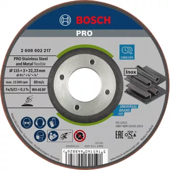 Bosch 2608602217 WA 46 BF ημίκαμπτος δίσκος λείανσης, 115 x 22,23 x 3 mm