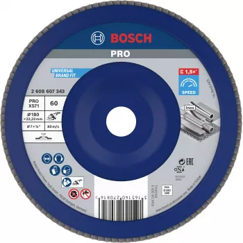 Bosch X571 Best for Metal δίσκος λείανσης με πτερύγια, διάμετρος 180 mm, οπή 22,33 mm, ζιρκονικό αλουμίνιο, κόκκωση K40, κωνικός Τύπος 29, για χάλυβα και σιδηρούχα μέταλλα 2608607343