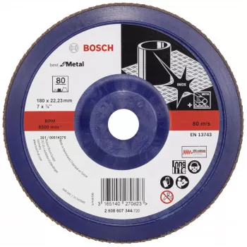 Bosch X571 Best for Metal δίσκος λείανσης με πτερύγια 180 mm, P40, ζιρκονικό αλουμίνιο, οπή 22,23 mm 2608607344