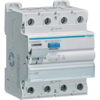 HAGER CDA663D διακόπτης προστασίας διαρροής 4P 63A 30mA Type A 10kA