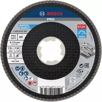 Bosch Accessories 2608619199 X-LOCK δίσκος λείανσης με πτερύγια 115 mm κόκκος 80 ζιρκονίου αλουμίνα κωνικός Type 29 για μέταλλο, 1 τεμ.