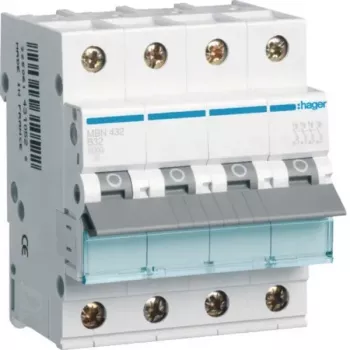 Hager MBN432 4-πολικός 32A χαρακτηριστική B 6kA αυτόματο προστασίας γραμμής