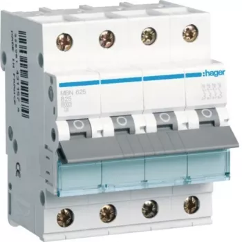 Hager MBN625 3P+N B-χαρακτηριστική 25A 6kA διακόπτης προστασίας γραμμής