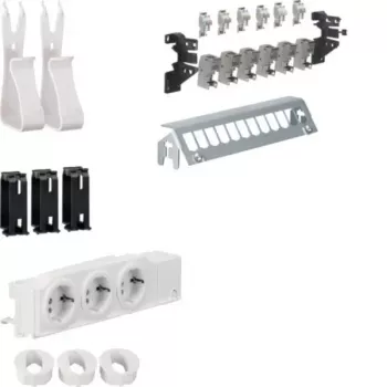 HAGER UM00M1 σετ πολυμέσων με 3 πρίζες Schuko και 12 θύρες patch RJ45 Cat.6, 24 TE