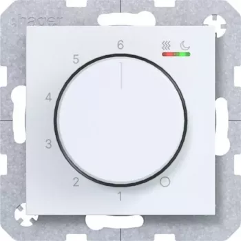 Hager WAN5011WM Θερμοστάτης χώρου 230V 15W Περιστροφικός/Πιεστικός διακόπτης Θέρμανση/Ψύξη πολικό λευκό