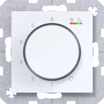 HAGER WAN5010WG Θερμοστάτης χώρου 230V 16A Περιστροφικός διακόπτης με πλήκτρο θέρμανση