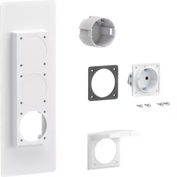 Hager universZ Πρίζα Schuko με φλάντζα, 1 θέσης, 250 V, 16 A, ανοιχτό γκρι ZY01SD