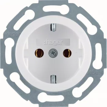 Hager WTS1300WG Πρίζα Schuko, πολικό λευκό γυαλιστερό, 1-πλή, χωνευτή, 16 A, 250 V, με προστασία παιδιών