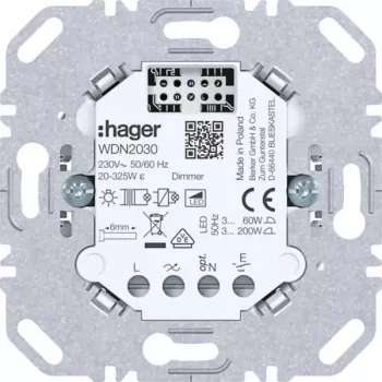 HAGER WDN2030 Μηχανισμός γενικού dimmer, 1-πλός, χωνευτός, 230V, 300W/100W LED