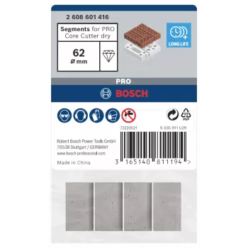 Bosch 2608601416 Διαμαντένια τμήματα για στεγανές κορόνες διάτρησης, συσκευασία 4 τεμ.