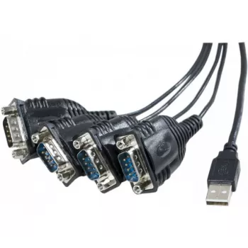 Exertis Connect Καλώδιο προσαρμογέα USB σε σειριακό, βύσμα αρσενικό USB-A σε βύσμα αρσενικό DB-9, 1,3 m, βίδες με ροδέλα, Μαύρο 040344