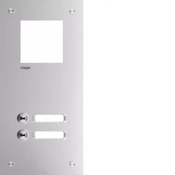 Hager RTQ102X Πρόσοψη για σύστημα ενδοεπικοινωνίας, Mono, 2 κουμπιά κλήσης, Αλουμίνιο