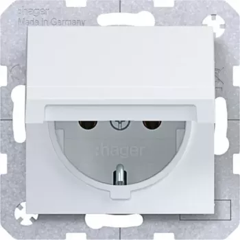 Hager WAS1110WM Πρίζα SCHUKO με αυτοκλειόμενο καπάκι, IP44, Polarweiß