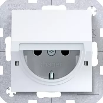 HAGER WAS1212WG Witty Πρίζα SCHUKO με καπάκι, χωνευτή, Polarweiß