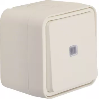 Hager WNC021B Κουμπί, Χωνευτό, φωτιζόμενο, 1 NO, IP55, Λευκό