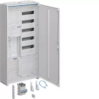 Hager ZB32SEQ15A Πλήρες κουτί μετρητή και διανομής, 1 πεδίο μετρητή eHZ, πεδίο διανομής 5 σειρών, ενσωματωμένο APZ, επιτοίχια/χωνευτή τοποθέτηση, Χάλυβας, Λευκό