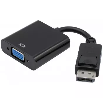 Exertis Connect Προσαρμογέας DisplayPort 1.2 σε VGA με στερεοφωνικό ήχο, ενεργός, βύσμα DisplayPort αρσενικό σε υποδοχή VGA θηλυκή, μαύρο (127370)