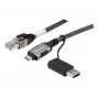 Dexlan Καλώδιο δικτύου USB Gigabit Ethernet, USB C/A σε RJ45, 2,0 m (310702)
