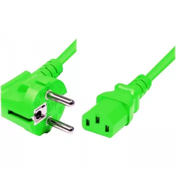 Exertis Connect Καλώδιο τροφοδοσίας, γωνιακό βύσμα Schuko σε υποδοχή IEC C13, πράσινο, 1,8 m (808016)