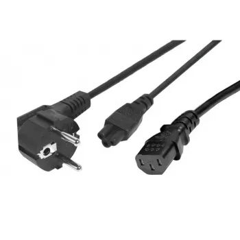 Exertis Connect Διαχωριστής καλωδίου τροφοδοσίας - βύσμα CEE 7/7 σε υποδοχές IEC C5 & C13, 10A 250V, 1,2m κύριο καλώδιο / 0,6m διακλαδώσεις, μαύρο 808411