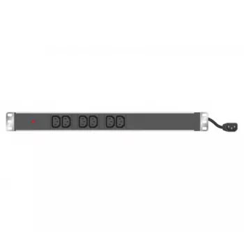 EXERTIS CONNECT 19 ίντσες 1U 6-θέσιο C13 PDU, θήκη αλουμινίου, καλώδιο Schuko 2,5m, RAL 9005 μαύρο (808900)