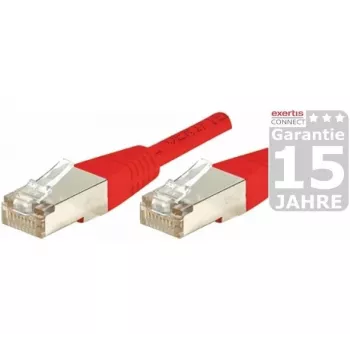 EXERTIS CONNECT Cat.5e F/UTP Patch καλώδιο, κόκκινο, 0,15 m, Slim Knickschutz 857040