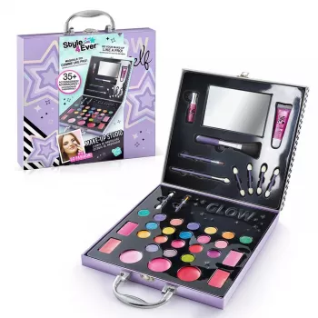 Canal Toys Make-Up Studio (OFG313) – Ασφαλές για παιδιά σετ καλλυντικών με 10 σκιές ματιών, 6 lip gloss, 2 rouge, εφαρμοστές, πινέλα και θήκη με αναδιπλούμενο καθρέφτη