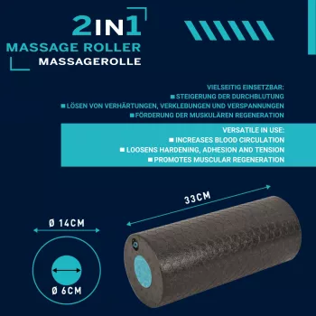 SCHILDKROT σετ 2 σε 1 μάλαξης με ρολό μαύρο/μπλε αφρός EPP 960237
