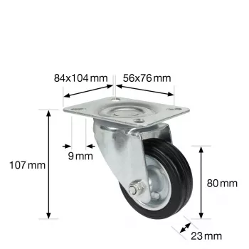 Wagner design yourself ροδάκι στρέψης RO 6184 ασημί 75 mm 50 kg 4618401