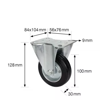 Wagner design yourself σταθερό ροδάκι RO 8104, τροχός 100 mm, ασημί περίβλημα, μαύρος τροχός PP, αντοχή 100 kg 4810401