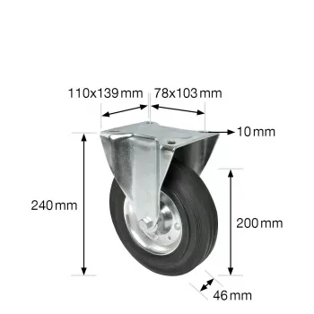 Wagner design yourself σταθερό ροδάκι RO 8200 ασημί, τροχός 50 mm, αντοχή 50 kg, γαλβανισμένος χάλυβας 4820001