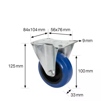 Wagner design yourself ροδάκι RO 8700, 75 mm, μπλε/γκρι επιφάνεια κύλισης, 50 kg φορτίο, τοποθέτηση πλάκας 4870001