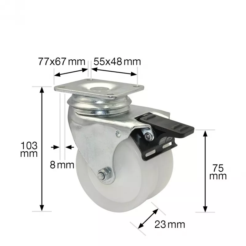 Wagner design yourself ECO RO 3277 Διπλός τροχός με στροφή 32 mm Λευκό/Γκρι (3327701)